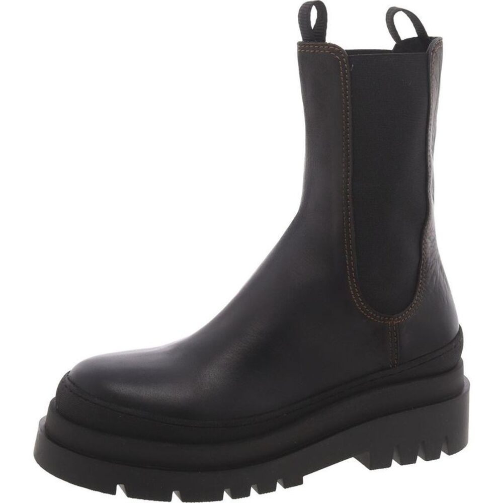 Loeffler Randall Womens Black Leather Pull On Casual Mid-Calf Boots Shoes New
